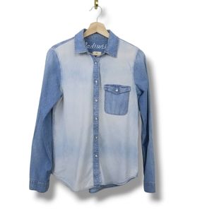 Madewell Chambray Shirt Two Tone Blue Button Down Long Sleeves Cotton Small